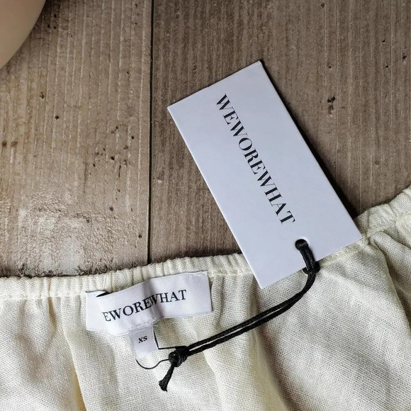NWT WEWOREWHAT Women's Cream Colored Babydoll Crop Top Blouse Size XS - Picture 8 of 16